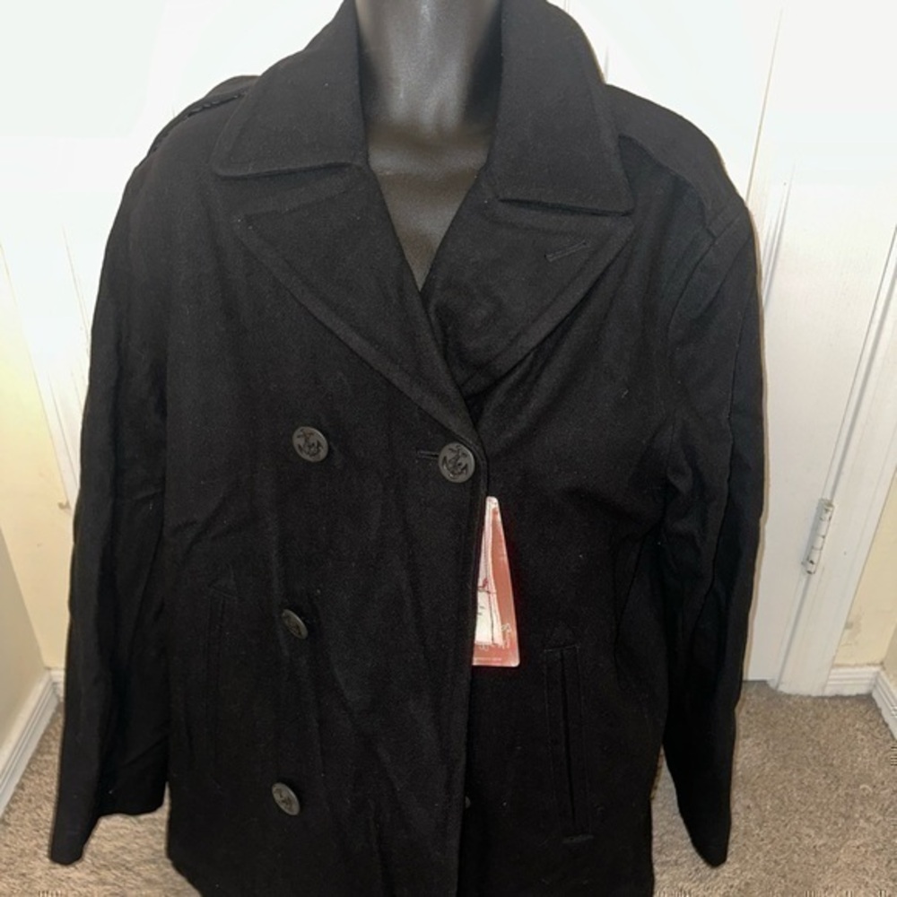 Levi's Men's button Up Black Wool Outdoors Hiking Winter Fashion Jacket Coat L - Picture 1 of 8